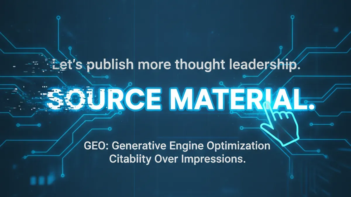 AI Generated Cover for: The Source Material Moat: Why GEO, AI Search, and SEO Now Reward Source Material, Not Opinions